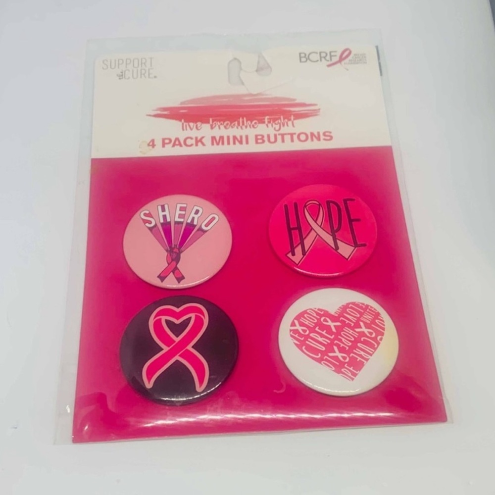 New BREAST CANCER AWARENESS 4 Pack Of Buttons With Free BCA Pink Ribbon Soaps - Picture 8 of 13